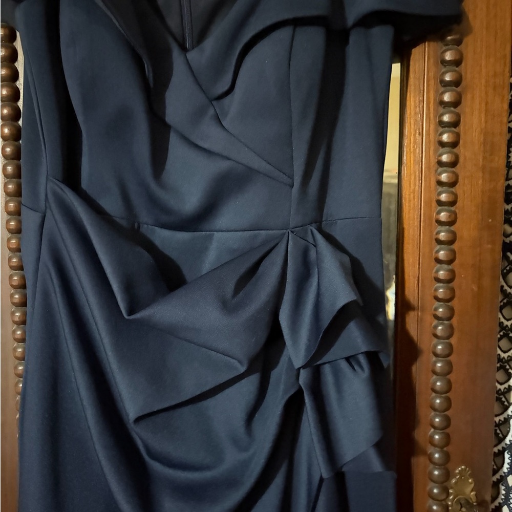Xscape Navy Asymmetrical Dress